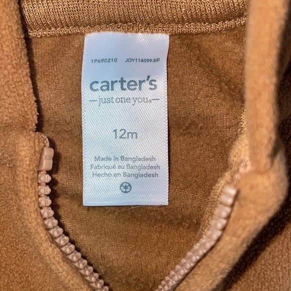 Carters Teddy Bear Full Zip Fleece Jacket with Hood, 12months - Picture 2 of 3